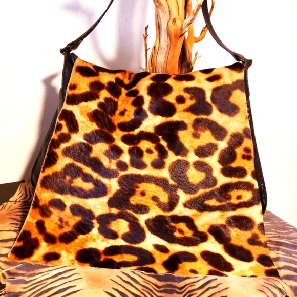 MAURIZIO TAIUTI Leopard Print Calf Hair Blk LTR Messenger- EUC - Picture 11 of 11